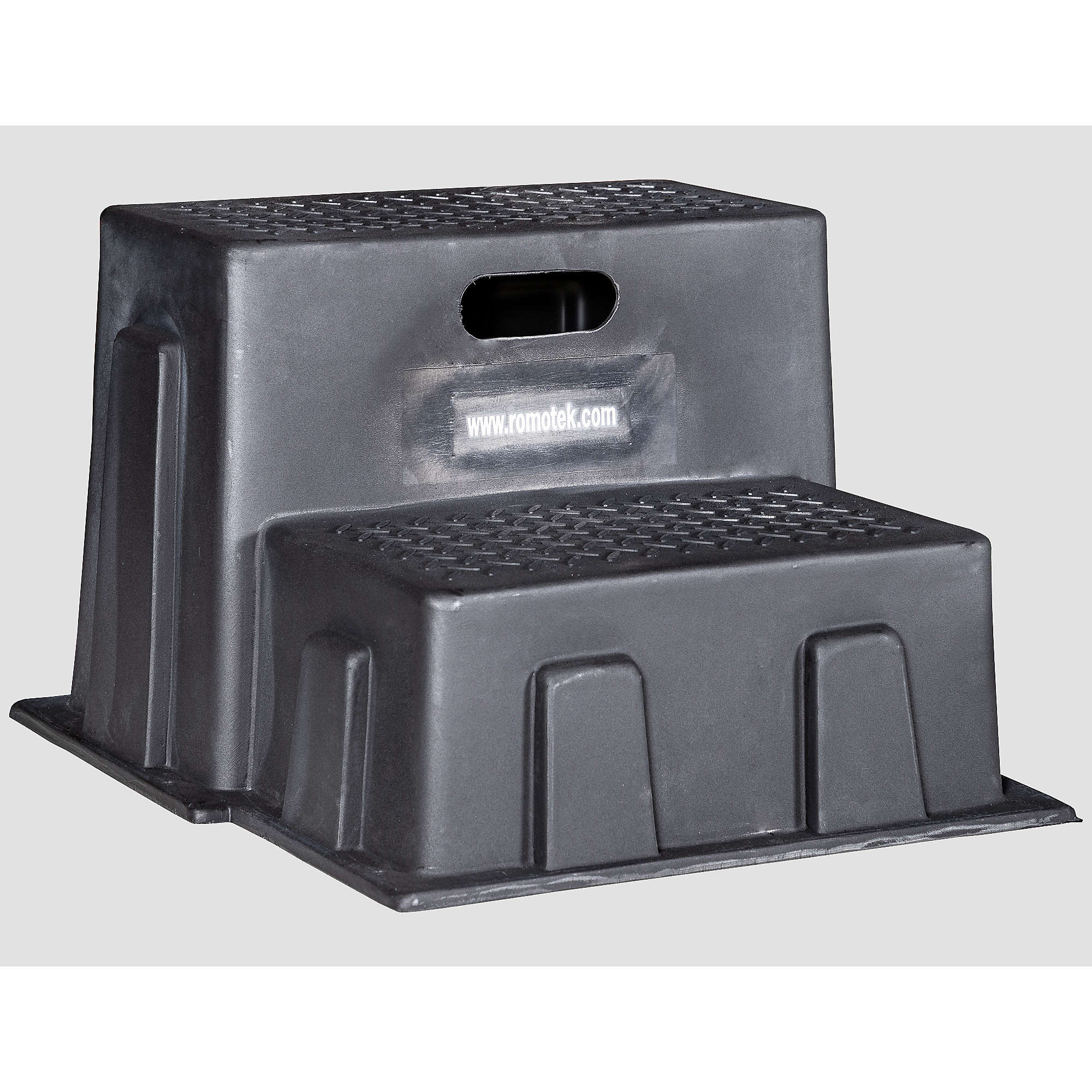 Romotech Poly Portable Step Stool for Mounting Great for Horse Riding, Boat Docks, Pools, Outdoor Indoor Utility Use — 24in. x 24in. x 16in., Black, Non-Slip, 250-Lb. Capacity, UV Protected Model# 82122089